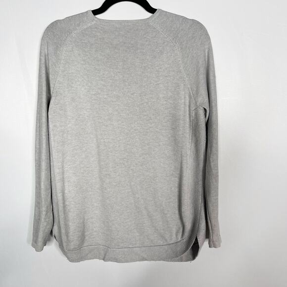J McLaughlin Small S Gray Cotton Cashmere Crew Neck Pullover Sweater Stitch - Picture 2 of 7